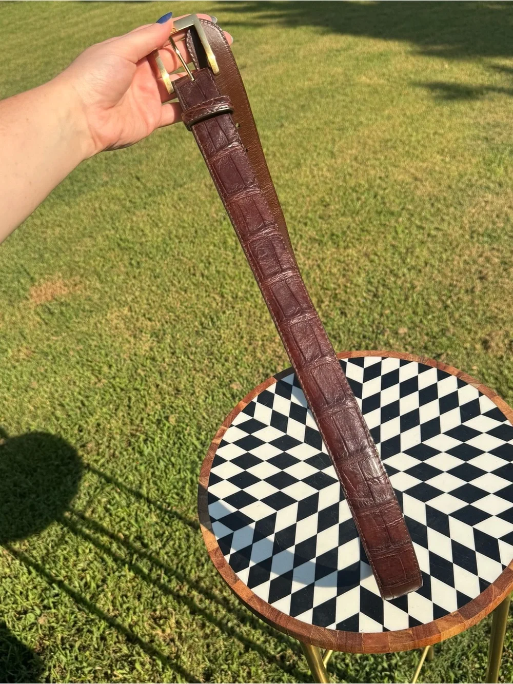 W. Kleinberg Neiman Marcus Matte Alligator Belt Brown 42
